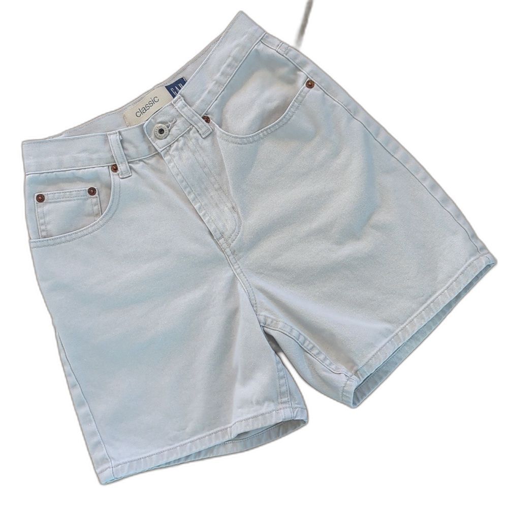 90s Vtg Gap Classic White Jean Denim Shorts High Waist Rise - Size 2